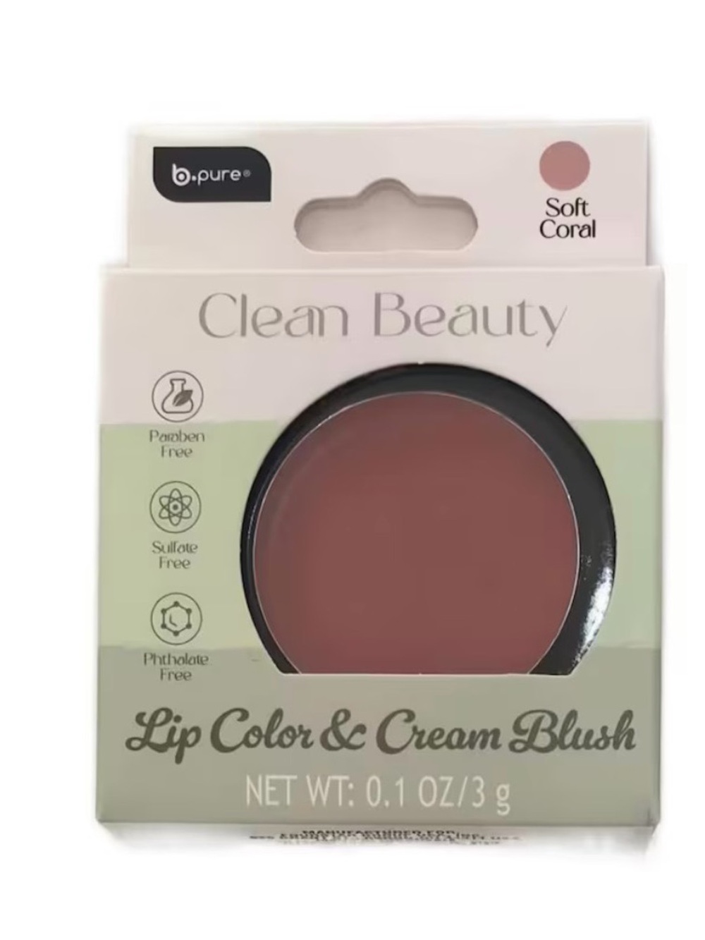 b.pure Clean Beauty Soft Coral Lip Color & Cream Blush